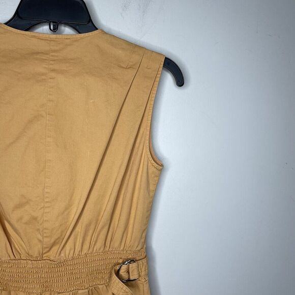 THAKOON Khaki Jumpsuit Women 4 Sleeveless Button Front Orange Cotton Blend - Picture 10 of 16